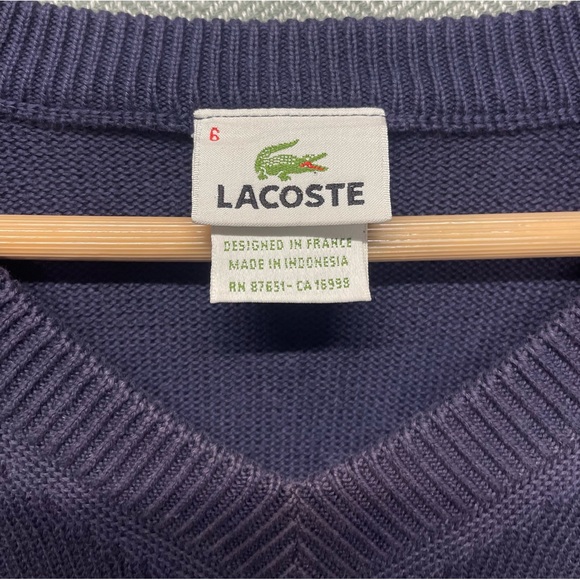 Lacoste Blue V-Neck Sweater Size 6 (XL) - Picture 2 of 3
